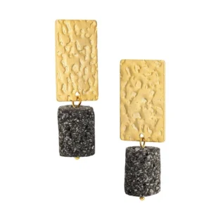 Gold Lava Stone Stud Earrings II
